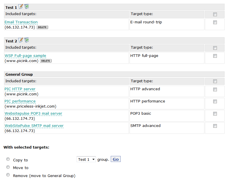 Groups and targets